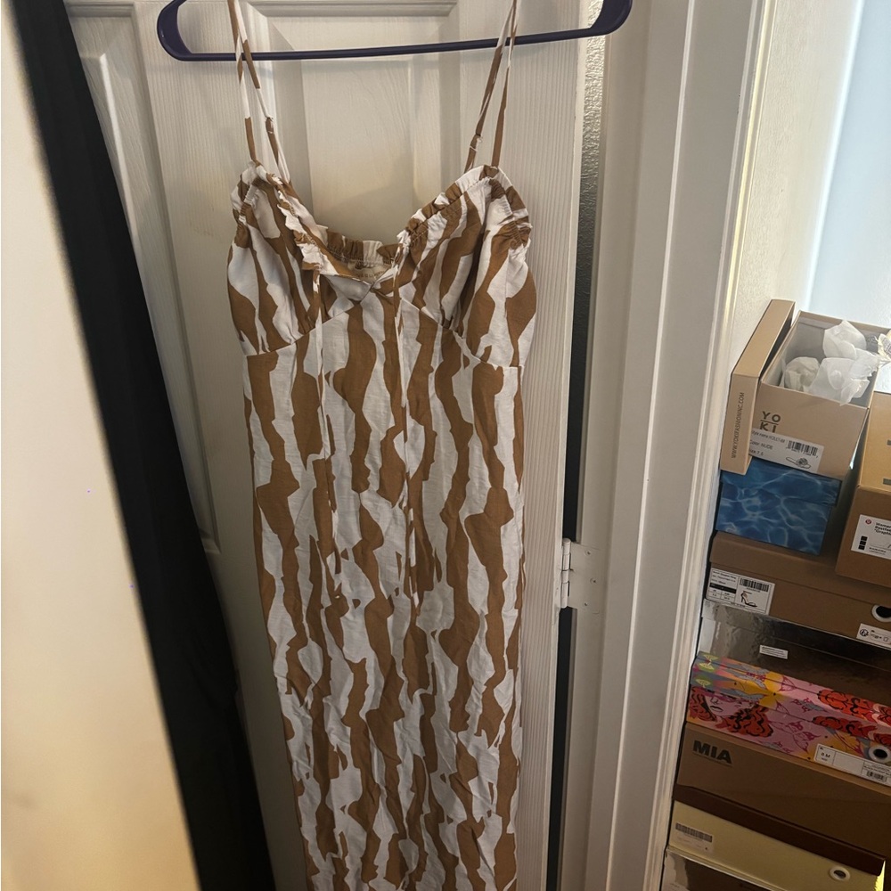 Stylish Brown and White Women's Dress